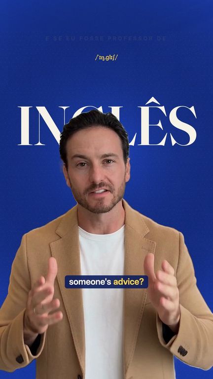 Cartela do inglês: a palavra INGLÊS atrás da cabeça, fundo cobalto