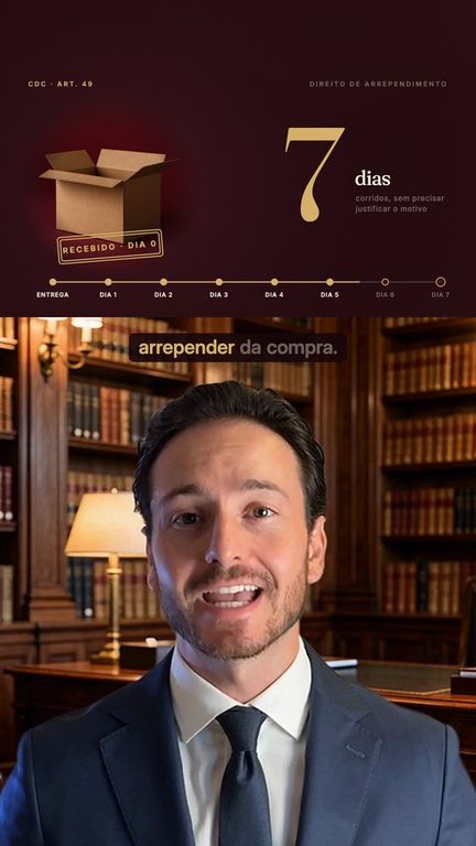 Palco do direito: caixa recebida e linha do prazo de 7 dias